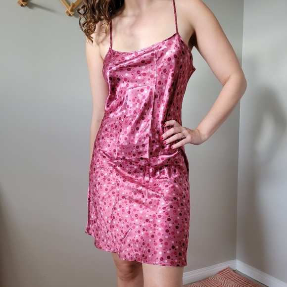 Gloria Vanderbilt Pink Polka Dot Slip Dress - Picture 4 of 4